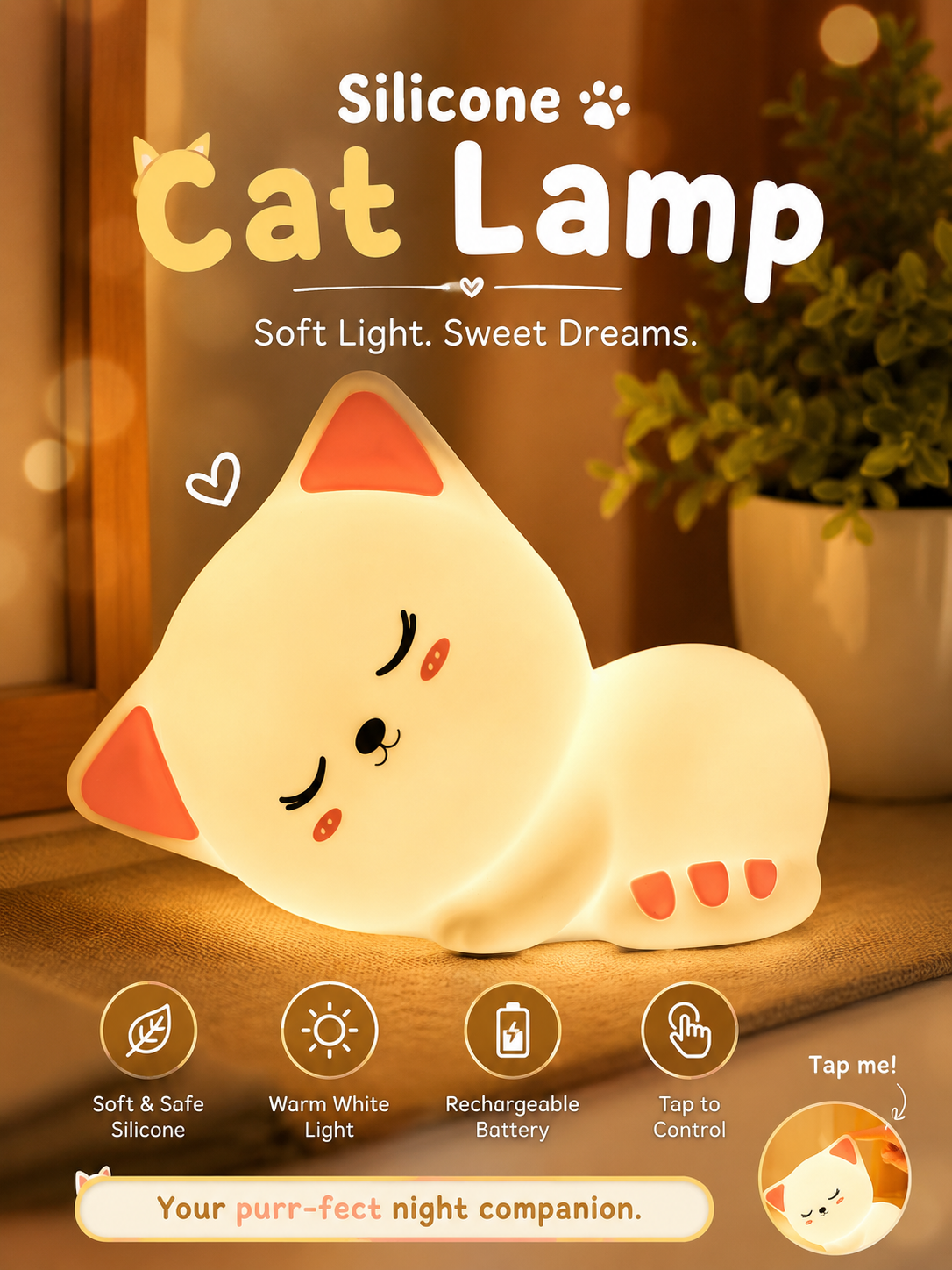 Cute Silicone Cat Lamp
