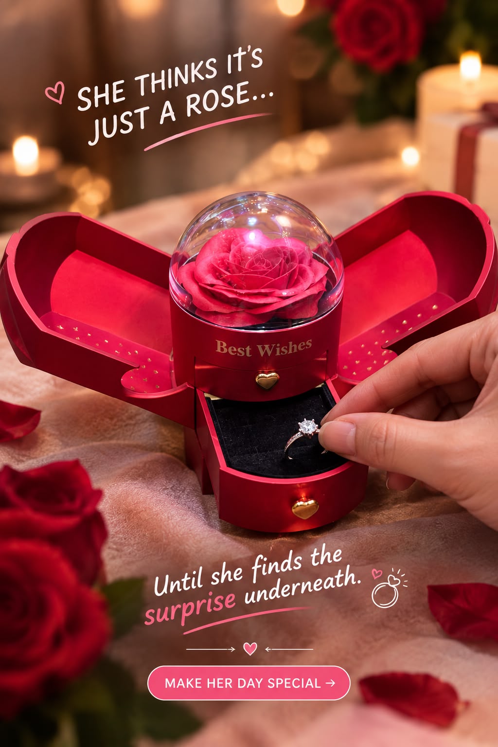 Surprise Rose Ring Holder